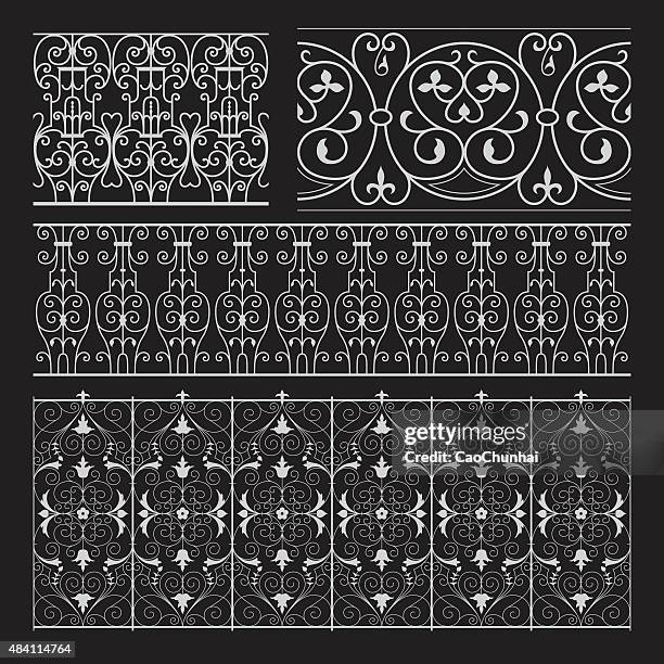 fences silhouette - palisade boundary stock illustrations