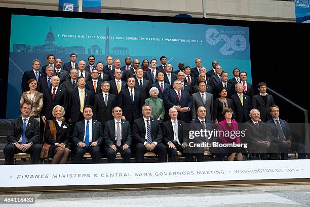 Group-of-20 finance ministers and central bank governors have their photograph taken following a ministerial meeting on the sidelines of the...