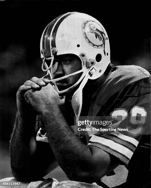 Larry Csonka of the Miami Dolphins looks on circa 1970s.