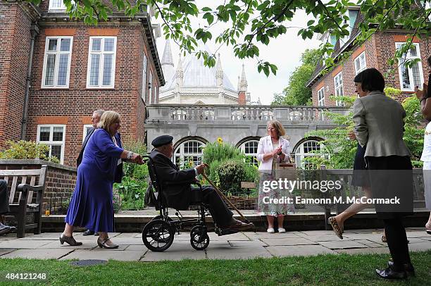 British Armed Forces Veterans during the 70th Anniversary commemorations of VJ Day at the Royal British Legion reception in the College Gardens,...