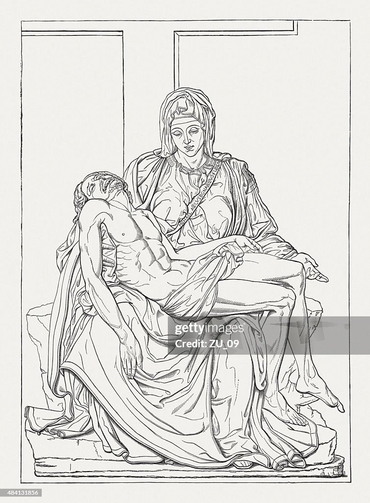 Pietà (St. Peter's Basilica, Vatican) by Michelangelo, published in 1878