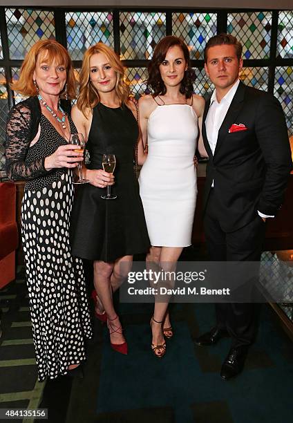 Samantha Bond, Laura Carmichael, Michelle Dockery and Allen Leech attend the Downton Abbey wrap party at The Ivy on August 15, 2015 in London,...