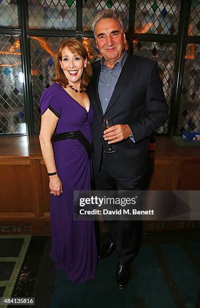 Phyllis Logan and Jim Carter attend the Downton Abbey wrap party at The Ivy on August 15, 2015 in London, England.