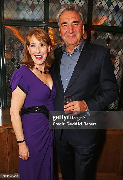 Phyllis Logan and Jim Carter attend the Downton Abbey wrap party at The Ivy on August 15, 2015 in London, England.