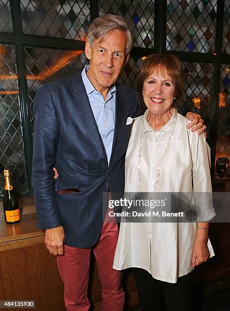 Douglas Reith and Penelope Wilton attend the Downton Abbey wrap party at The Ivy on August 15, 2015 in London, England.