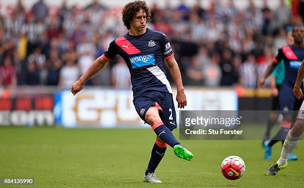 Newcastle captain Fabricio Coloccini in action during the Barclays Premier League match between Swansea City and Newcastle United at the Liberty...
