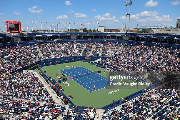 General view of Centre Court during Day 6 of the Rogers Cup at the Aviva Centre on August 15, 2015 in Toronto, Ontario, Canada.