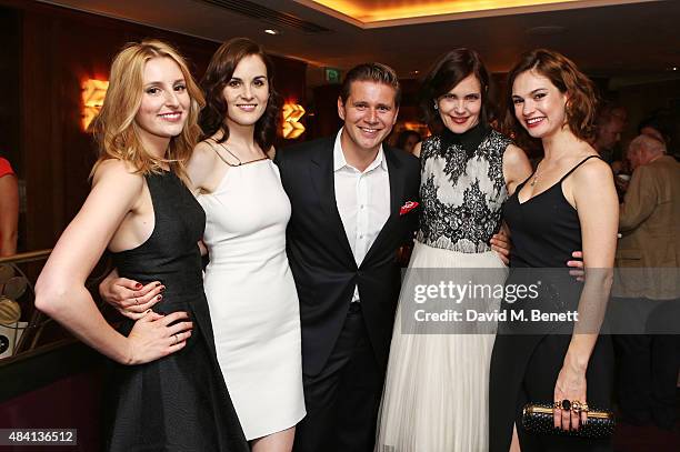 Laura Carmichael, Michelle Dockery, Allen Leech, Elizabeth McGovern and Lily James attend the Downton Abbey wrap party at The Ivy on August 15, 2015...