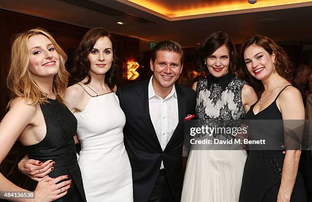 Laura Carmichael, Michelle Dockery, Allen Leech, Elizabeth McGovern and Lily James attend the Downton Abbey wrap party at The Ivy on August 15, 2015...