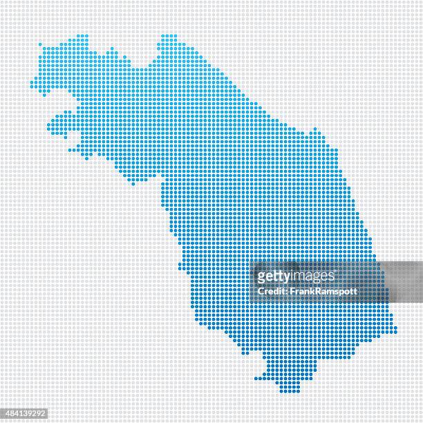 italien regionen marche karte blau gepunktet - region marken stock-grafiken, -clipart, -cartoons und -symbole