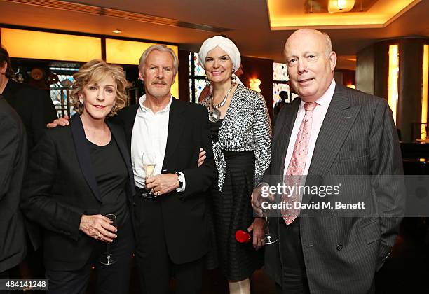 Patricia Hodge, David Robb, Emma Joy Kitchener and Julian Fellowes attend the Downton Abbey wrap party at The Ivy on August 15, 2015 in London,...