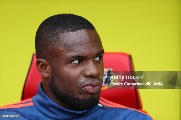 Victor Anichebe of West Bromwich Albion before the Barclays premier League match between Watford and West Bromwich Albion at Vicarage Road on August...