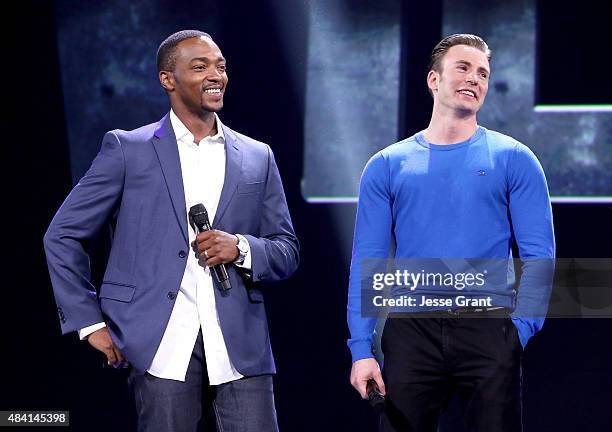 Actors Anthony Mackie and Chris Evans of CAPTAIN AMERICA: CIVIL WAR took part today in "Worlds, Galaxies, and Universes: Live Action at The Walt...