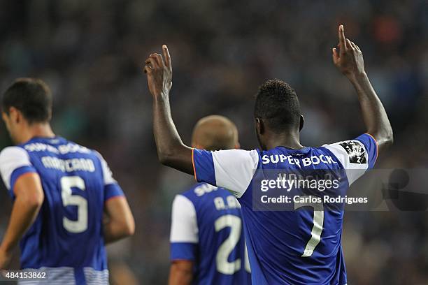 Porto's forward Silvestre Varela celebrating scoring Porto«s goal during the match between FC Porto and Vitoria Guimaraes for the Portuguese Primeira...