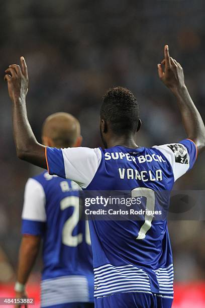 Porto's forward Silvestre Varela celebrating scoring Porto«s goal during the match between FC Porto and Vitoria Guimaraes for the Portuguese Primeira...