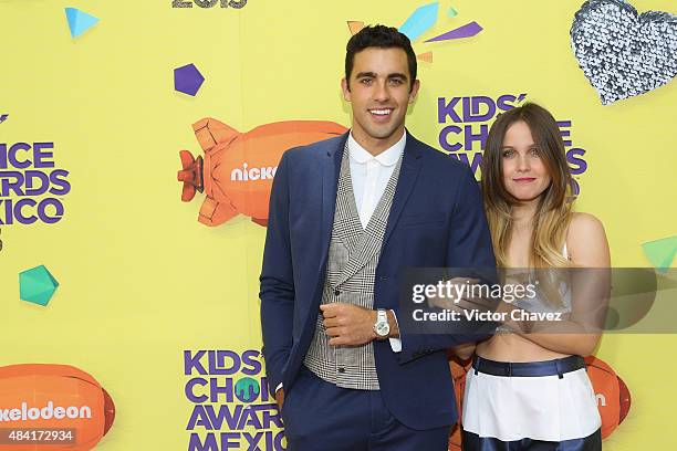 Jose Pablo Minor and Natasha Dupeyron arrive at Nickelodeon Kids' Choice Awards Mexico 2015 Red Carpet at Auditorio Nacional on August 15, 2015 in...
