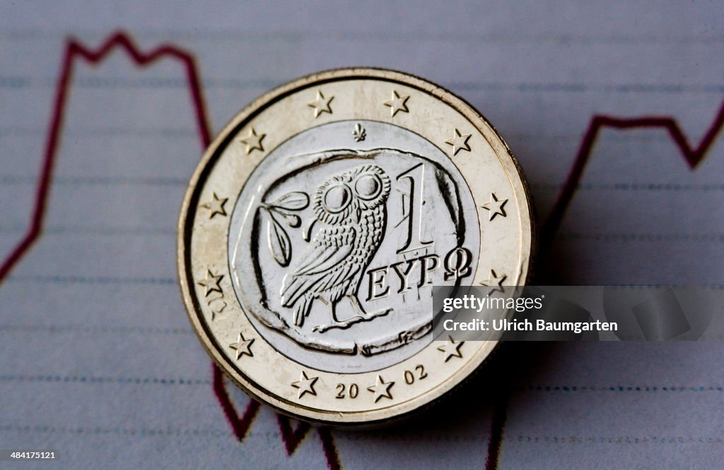 Greek One Euro Coin On A Cyclical Curve