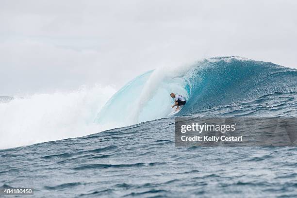 Event wildcard Garret Parkes of Australia placed third in his Billabong Pro Tahiti Round 1 heat on August 15, 2015 in Teahupo'o, French Polynesia.