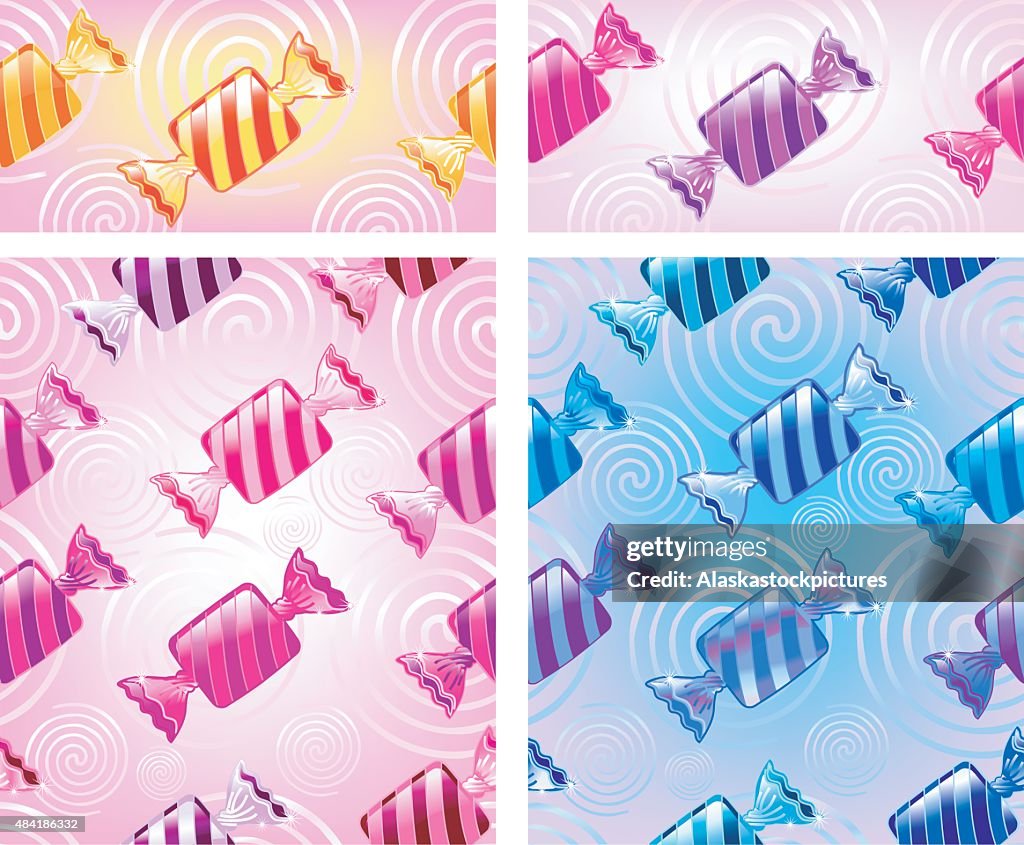 Striped Bonbons (seamless pattern / 4 Various)