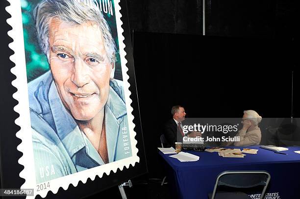 And Director of AFI Jean Picker Firstenberg and Governor of the United States Postal Service, Mickey D. Barnett attend the postage stamp ceremony...