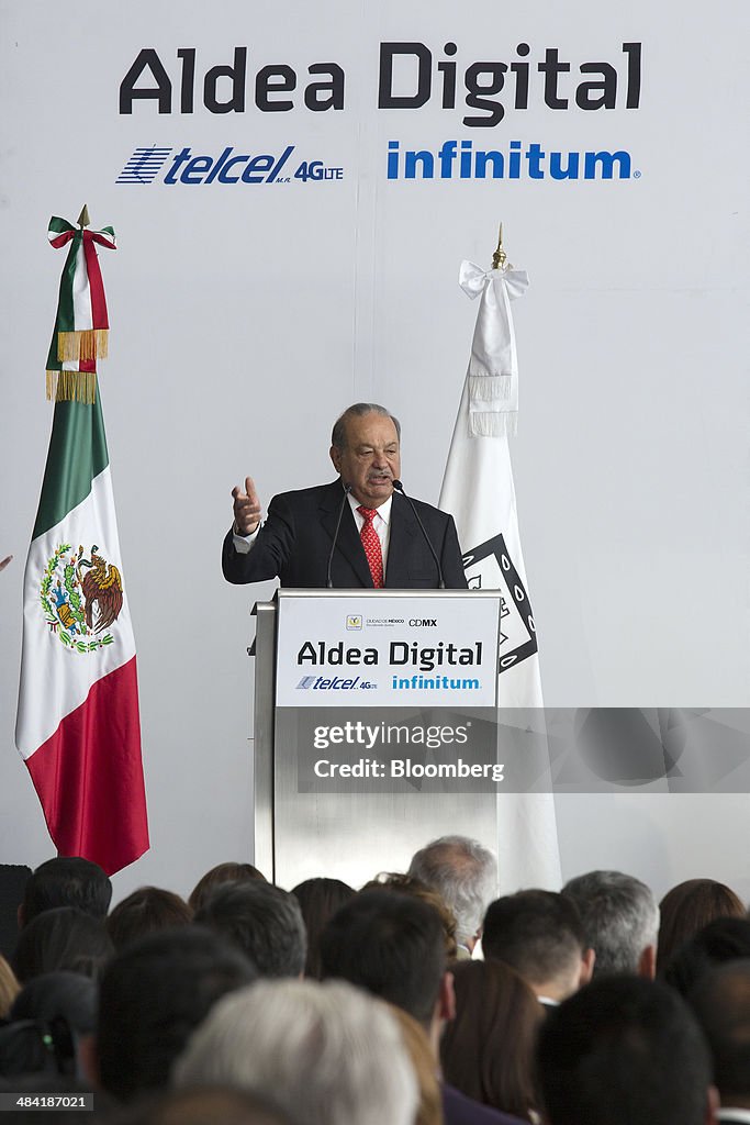 Billionaire Carlos Slim Speaks At Opening Of Telcel Digital Village