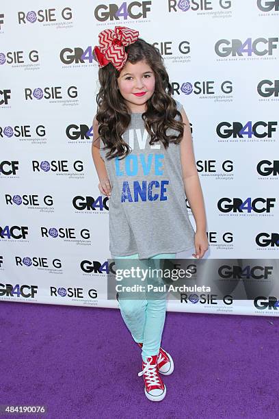 Actress Addison Riecke attends the children's fashion show in supporting of Cystic Fibrosis research at CBS Studios - Radford on August 15, 2015 in...