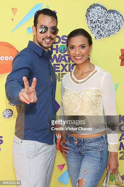 Alejandro Sandi and Olinka Velazquez arrive at Nickelodeon Kids' Choice Awards Mexico 2015 Red Carpet at Auditorio Nacional on August 15, 2015 in...