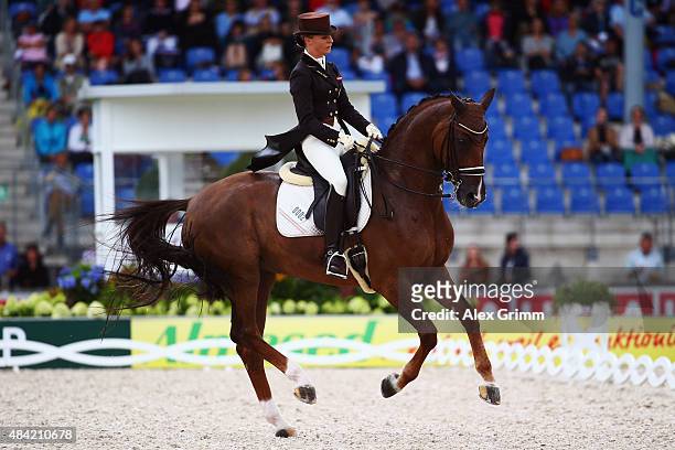 Victoria Max-Theurer of Austria performs on her horse Blind Date 25 during the Dressage Grand Prix Special Individual Final on Day 4 of the FEI...