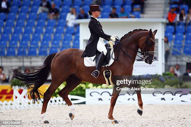 Victoria Max-Theurer of Austria performs on her horse Blind Date 25 during the Dressage Grand Prix Special Individual Final on Day 4 of the FEI...