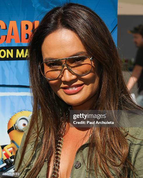 Actress Tia Carrere attends the the premiere of the new 3D Ultra HD digital animation adventure "Despicable Me Minion Mayhem" at Universal Studios...