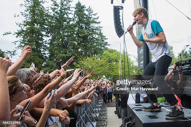Dave Bayley of Glass Animals performs on stage during Summer Camp hosted by 107.7 The End at Marymoor Park on August 15, 2015 in Redmond, Washington.