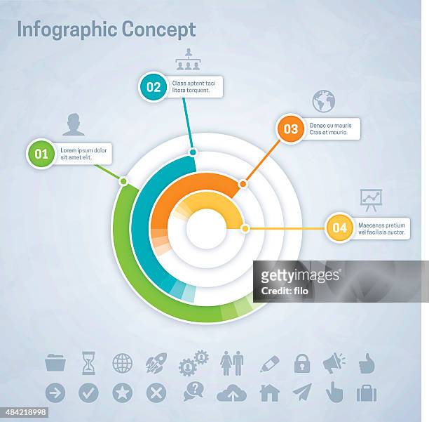 infographic concept - concentric circle graph stock illustrations