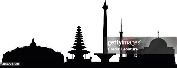 indonesia (complete and moveable buildings) - indonesian culture stock illustrations