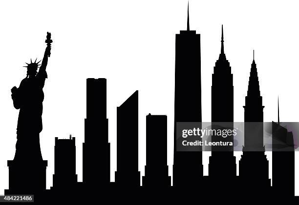new york (complete, moveable buildings) - freedom tower stock illustrations