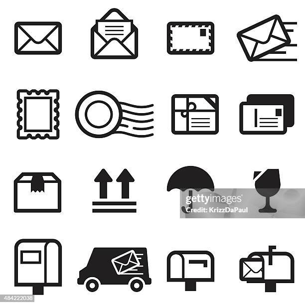 stockillustraties, clipart, cartoons en iconen met mail icons - service postal