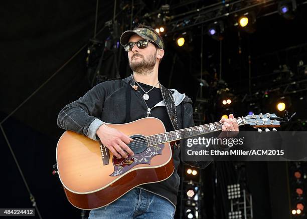 Recording artist Eric Church rehearses for ACM Presents: Superstar Duets at Globe Life Park in Arlington on April 18, 2015 in Arlington, Texas.