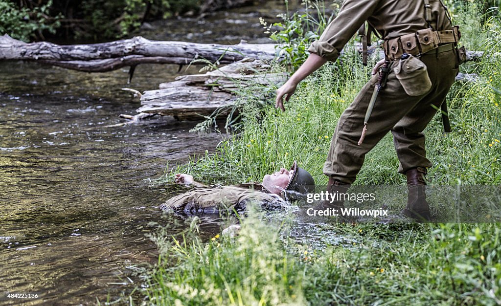 Heridos WWII US Army Soldier rescate contra