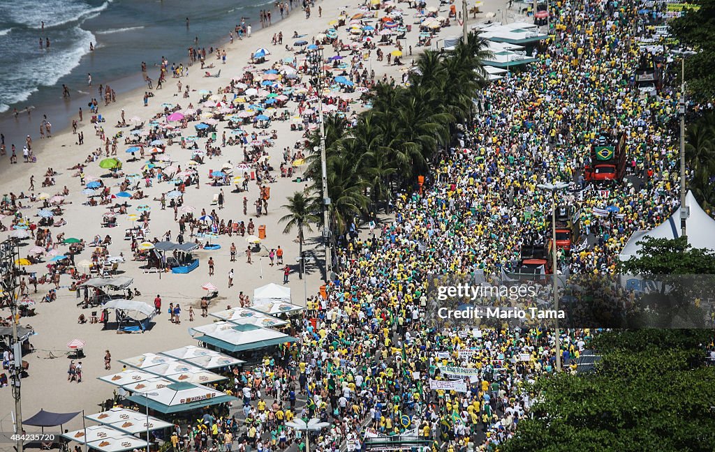 Nationwide Protests Take Part In Brazil Against Current President Dilma Rousseff