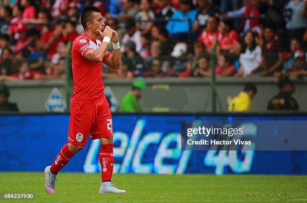 Fernando Uribe of Toluca celebrates after scoring the third goal of his team during a 5th round match between Toluca and Chivas as part of the...