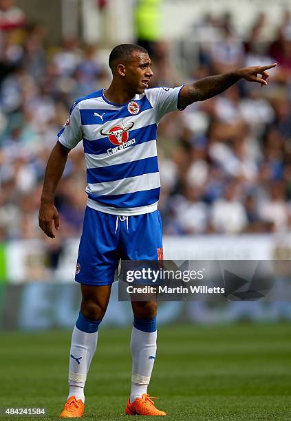 Anton Ferdinand of Reading during the Sky Bet Championship match between Reading and Leeds United at Madejski Stadium on August 16, 2015 in Reading,...