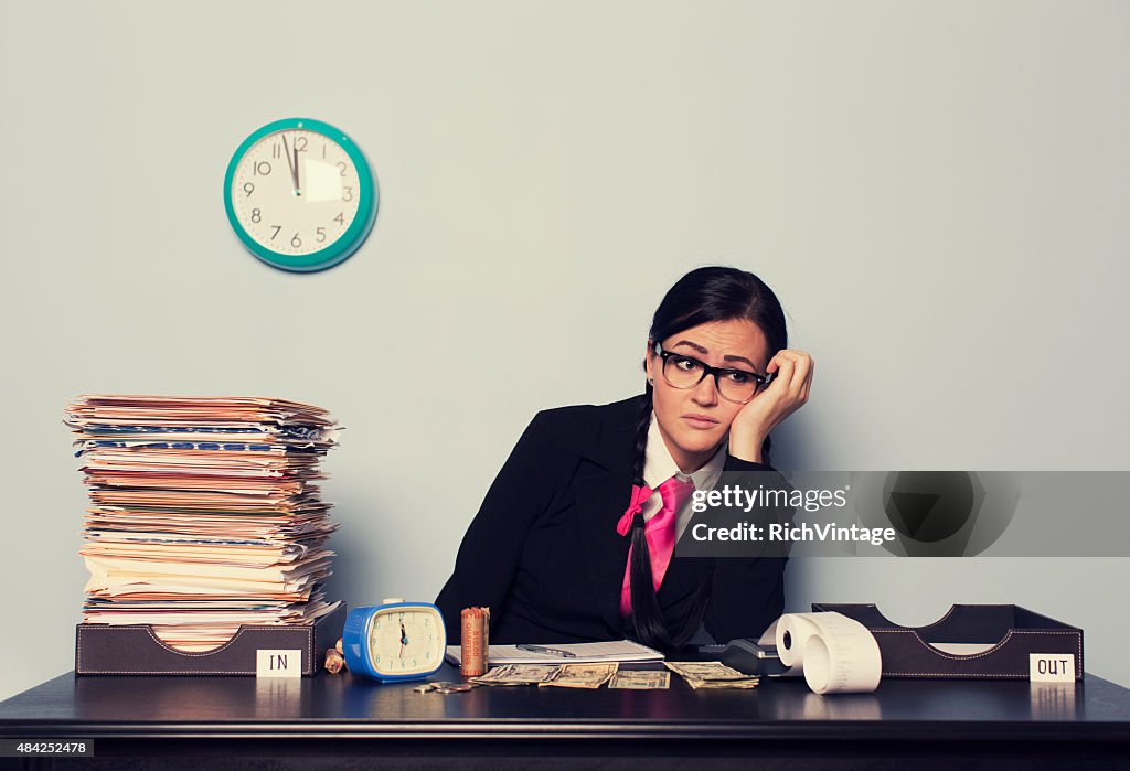 Retro Businesswoman is Past Deadline