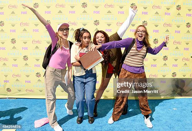 Singers Perrie Edwards, Leigh-Anne Pinnock, Jesy Nelson and Jade Thirlwall of Little Mix attend the Teen Choice Awards 2015 at the USC Galen Center...