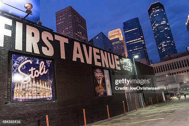 backside of iconic first avenue music venue in downtown minneapolis - minneapolis downtown stock pictures, royalty-free photos & images