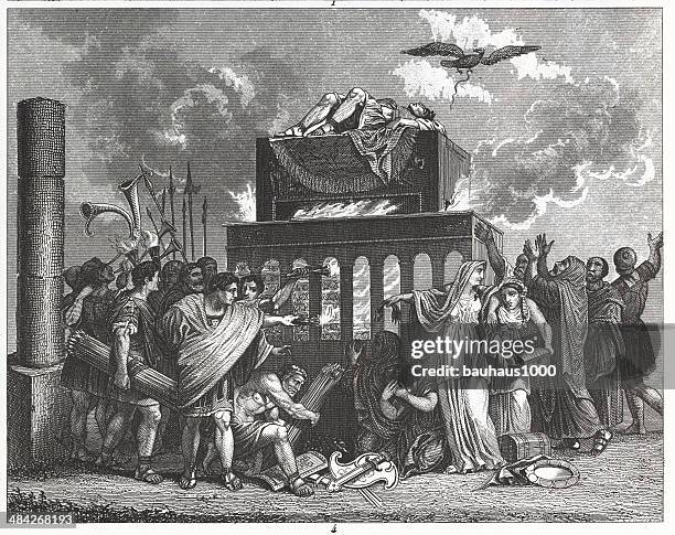 ilustraciones, imágenes clip art, dibujos animados e iconos de stock de romano emperor funeral - funeral