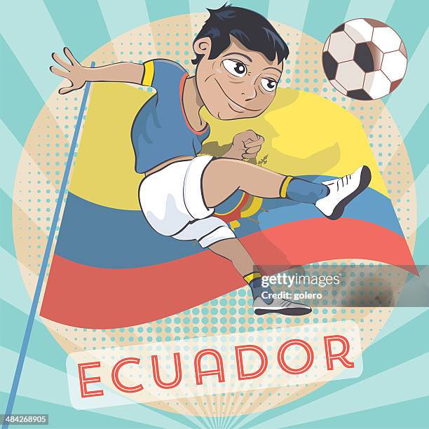 ecuador soccer player - kicking-soccer-ball-clip-art stock illustrations