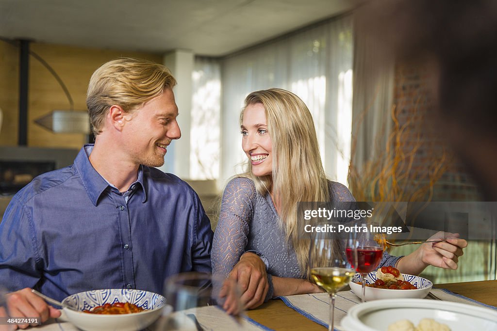 Couple having dinner.