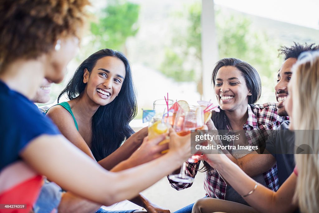 Friends smiling together