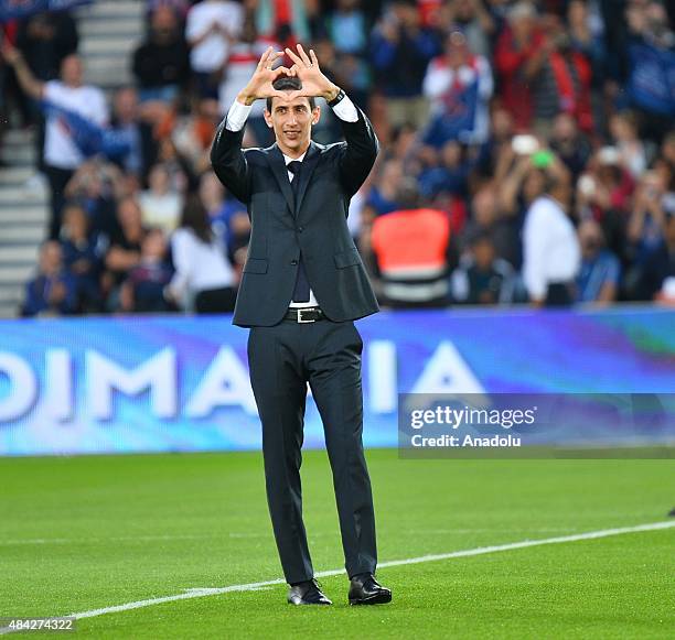 Angel Di Maria of Paris Saint-Germain during the French Ligue 1 between Paris Saint-Germain FC and GFC Ajaccio at Parc Des Princes on August 16, 2015...