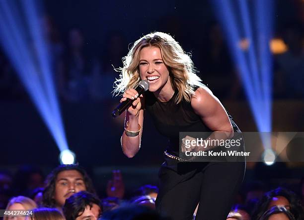 Recording artist Rachel Platten performs onstage during the Teen Choice Awards 2015 at the USC Galen Center on August 16, 2015 in Los Angeles,...