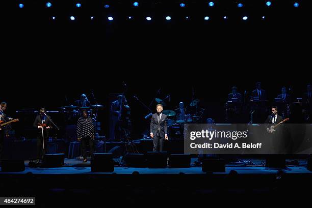 Lyle Lovett and His Large Band performs at Sandler Center For The Performing Arts on August 16, 2015 in Virginia Beach, Virginia.